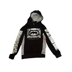 Black and White Echo Pullover Sweatshirt Hoodie.